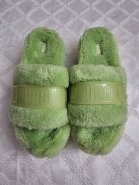 UGG Lime Green Fluffita Parakeet Slide